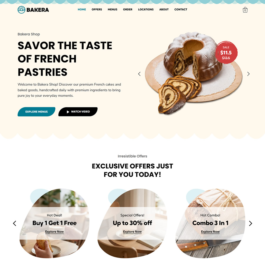 Wix Studio Template for Cake Shop, Bakery, And Beverage Shop